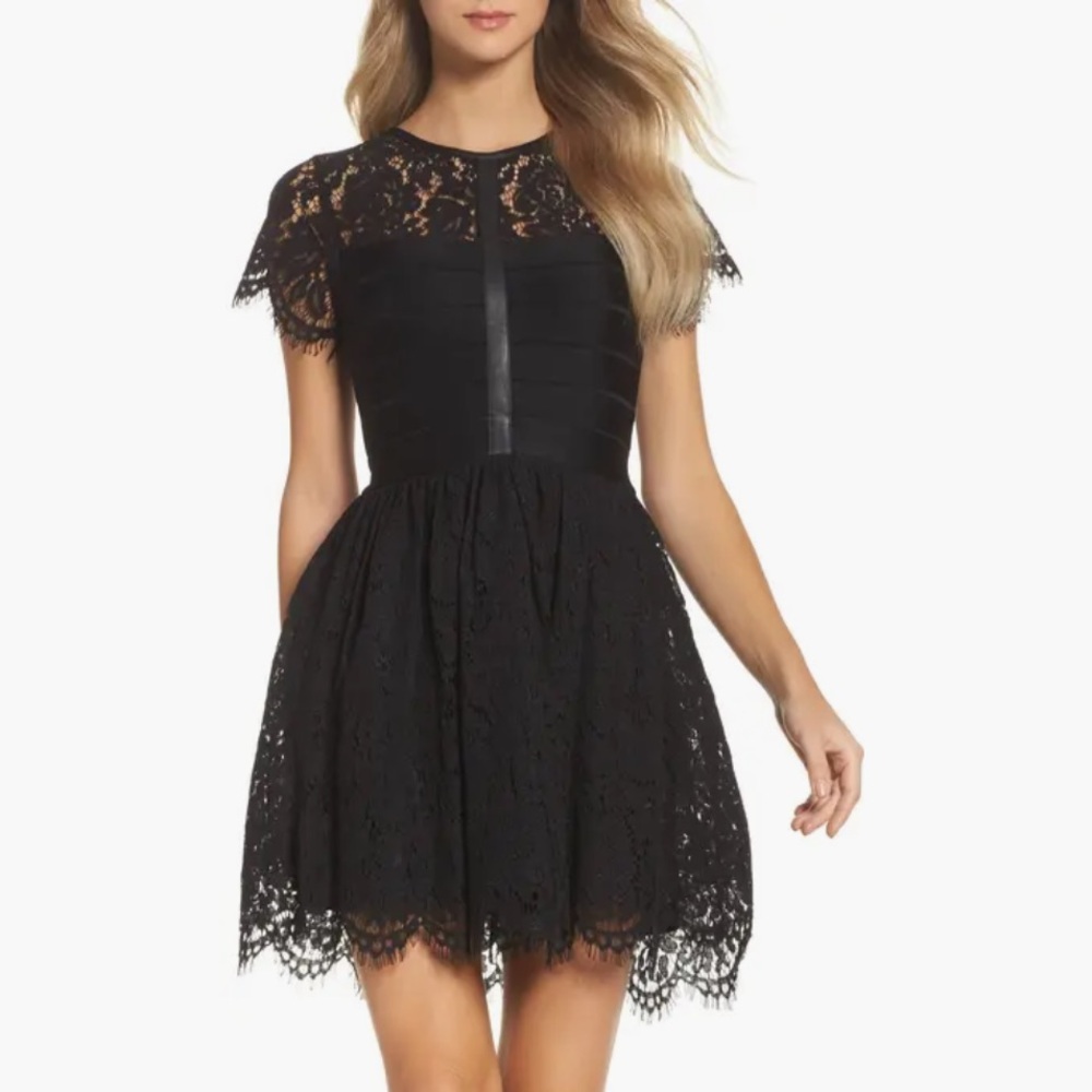French Connection Shana Spotlight Black Lace Dress